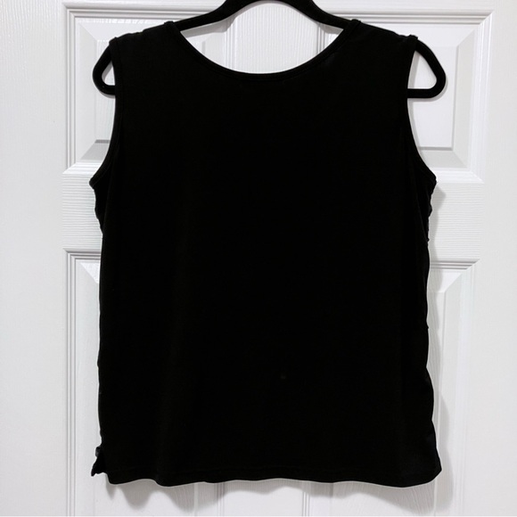 ⭐️2/$20⭐️ Fiori fancy black tank top, satin ruffled roses, 1XL (fits like XL) - Picture 7 of 8